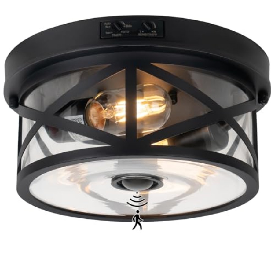 Outdoor Lighting Black - Уличный потолочный светильник с датчиком движения,